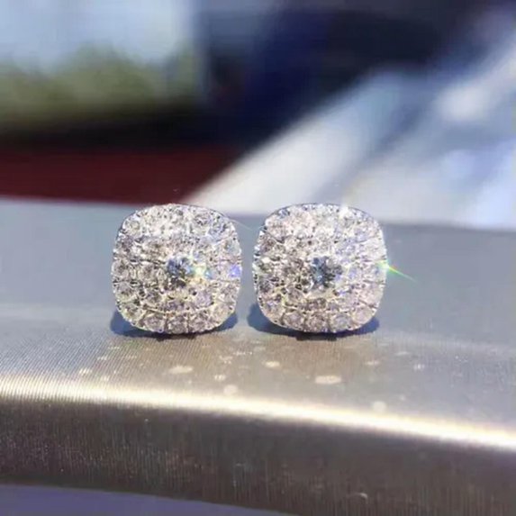 925 Silver Stud Earring Women Gorgeous Cubic Zircon Anniversary Gift A Pair