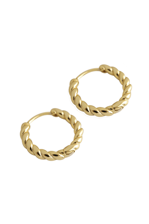 925 Silver Twisted Rope Hoop Earrings, Sterling Silver Braided Ear Hoops