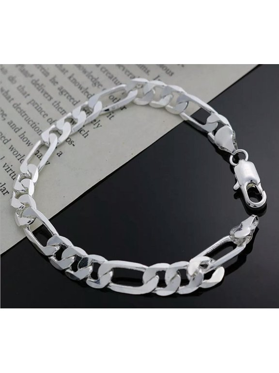 925 Silver Unique Design Figaro Styling Jewelry Fashion Women Bracelet Jewelry