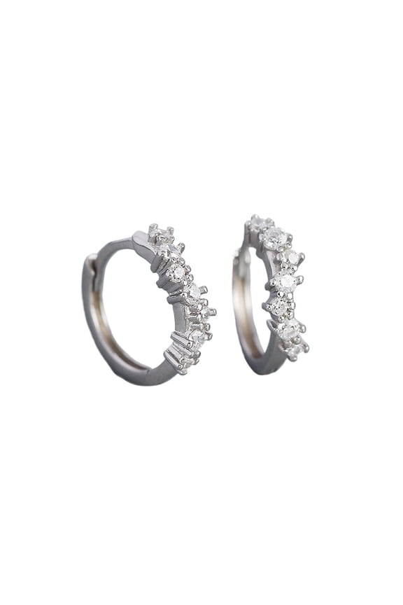 925 Silver Wave Zircon Hoop Earrings, Sterling Silver Geometric Ear Hoops