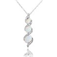 thumbnail image 1 of 925 Silver White Opal & White Diamond Topaz Oval S Design Three-Stone Necklace, 1 of 3