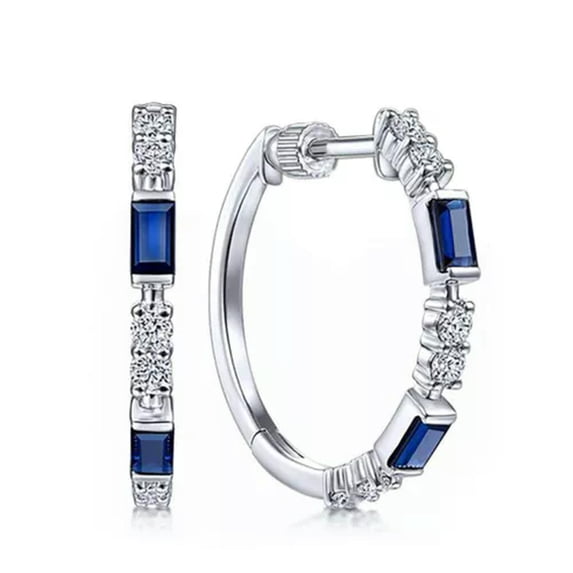 925 Silver Women Hoop Earring Creative Sprkly Cubic Zircon Party Jewelry