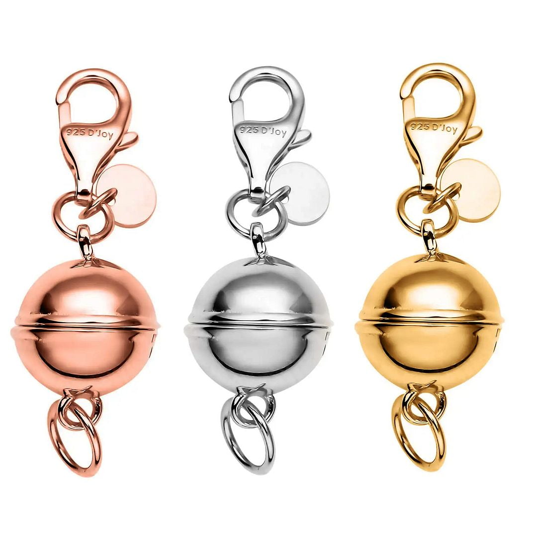 Magnetic Necklace Clasps and Closures - 925 Sterling Silver Magnetic Bracelet Clasps and Closures Set of 3 - Yellow Gold/ Rose Gold/ Silver Birthday Christmas Gifts