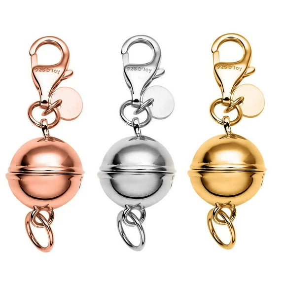 Magnetic Necklace Clasps and Closures - 925 Sterling Silver Magnetic Bracelet Clasps and Closures Set of 3 - Yellow Gold/ Rose Gold/ Silver Birthday Christmas Gifts