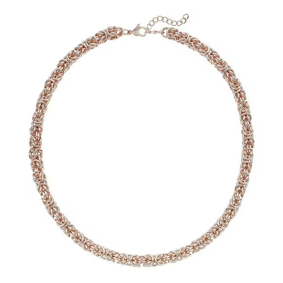 Shop LC Treasure Chest Fashionable Byzantine Link Chain Necklace in ION Plated Rose Gold Stainless Steel 20 Inches 96.30 Grams