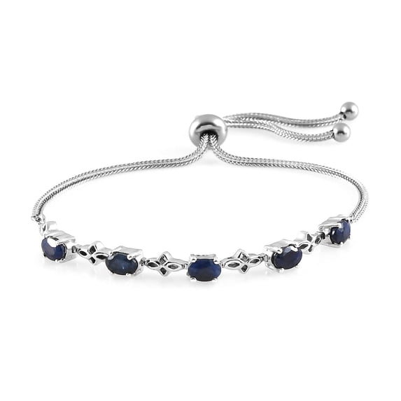 Shop LC 925 Sterling Silver Birthday Gifts for Women Wedding Blue Diffused Sapphire Bolo Bracelets Platinum Plated Stainless Steel Ct 2.9