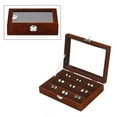 thumbnail image 1 of Coffee Velvet Earrings Box with Glass Window Christmas Gifts, 1 of 5