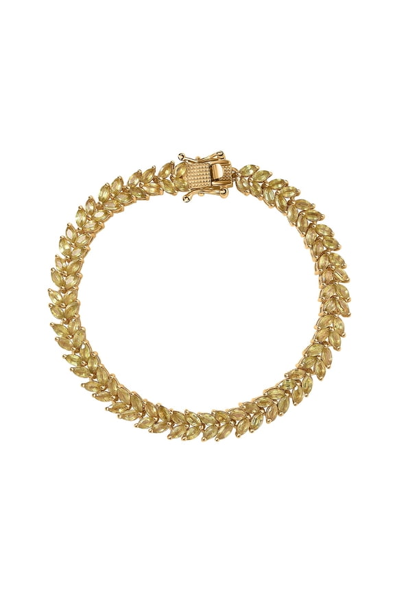 Sphene Marquise 925 Sterling Silver Vermeil Yellow Gold Plated Bracelet Jewelry Birthday Christmas Gifts for Women Size 7.25" Ct 8.9