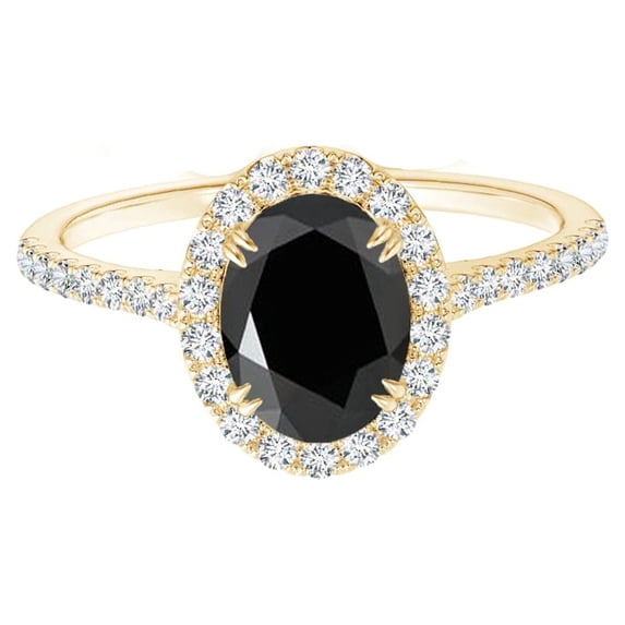 925 Silver Yellow Gold Vermeil 2.10 Ctw Black Spinel Solitaire Valentine Ring