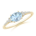 thumbnail image 1 of 925 Silver Yellow Plated 0.75 Ctw Oval Aquamarine Women Love Cluster Ring, 1 of 4