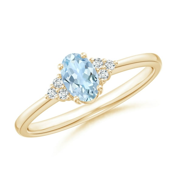 925 Silver Yellow Plated 1.10 Ct Oval Aquamarine Women Engagement Solitaire Ring