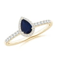 thumbnail image 1 of 925 Silver Yellow Plated Pear 2 Ctw Blue Sapphire Solitaire Accents Ring, 1 of 4