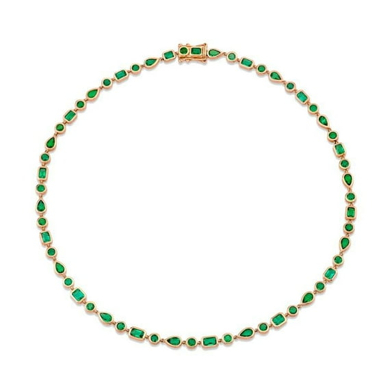 925 Silver lab Emerald bezel set tennis necklace,Lab emerald Pear,Octagon with round tennis necklace,Lab emerald tennis necklace ,gift for