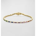 thumbnail image 1 of 925 Silvetr Rainbow Baguette and Round cz Diamond Bezel Eternity Bracelet | Lab multi sapphire baguette cut tennis bracelet gold | Rainbow bracelet gold, 1 of 2