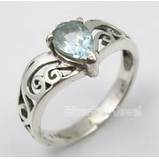 SILVERSTARJEWEL 925 Solid Silver Exclusive Cut Blue Topaz Ring Semi Precious Gemstone Size 5