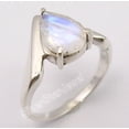 thumbnail image 1 of 925 Solid Silver Exclusive Drop Rainbow Moonstone Unusual Ring Size 6 Bijoux, 1 of 3