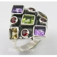 thumbnail image 1 of 925 Solid Silver Genuine Multistone Multicolored Oxidized Ring Size 7 Bijoux, 1 of 3