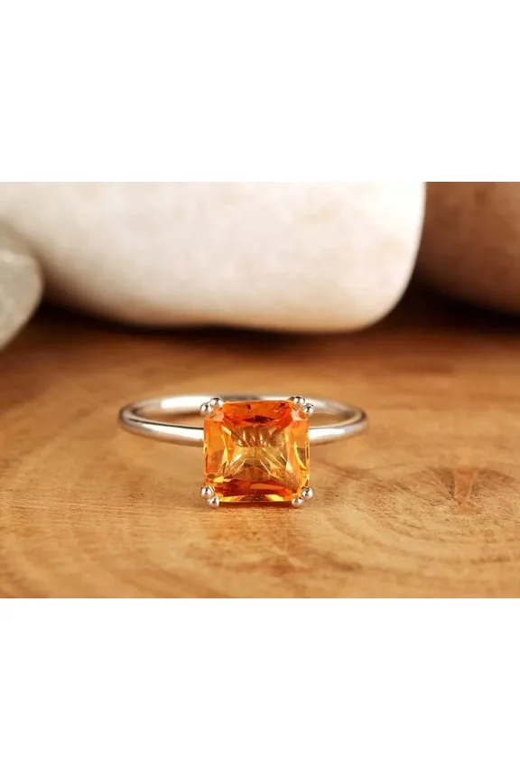 925 Solid Sterling Silver Natural 5.00 Crt Yellow Citiren Ring Gift Free Ship