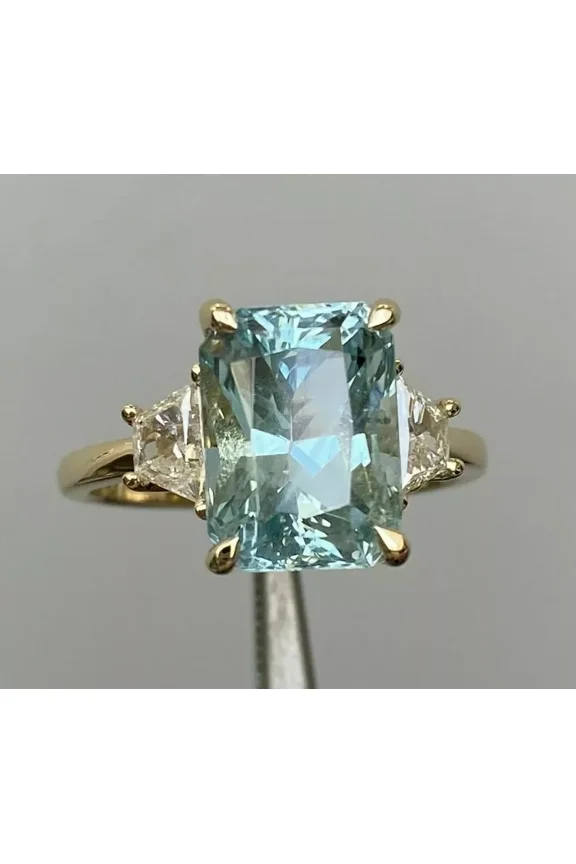 925 Solid Sterling Silver Natural Aquamarine Anniversary Ring Gift Free Ship