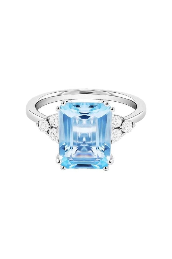 925 Solid Sterling Silver Natural Aquamarine Anniversary Ring Gift Free Ship