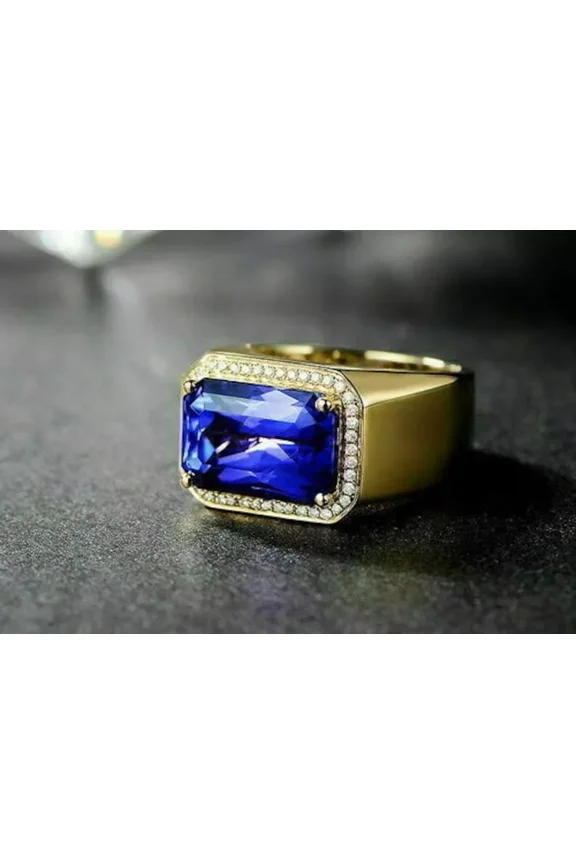 925 Solid Sterling Silver Natural Blue Sapphire Anniversary Ring Gift Free Ship