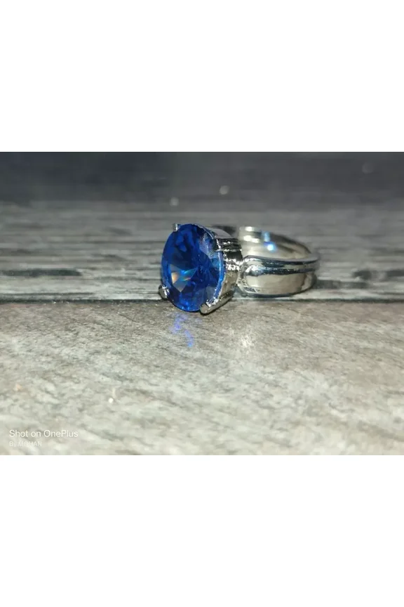 925 Solid Sterling Silver Natural Blue Sapphire Anniversary Ring Gift Free Ship