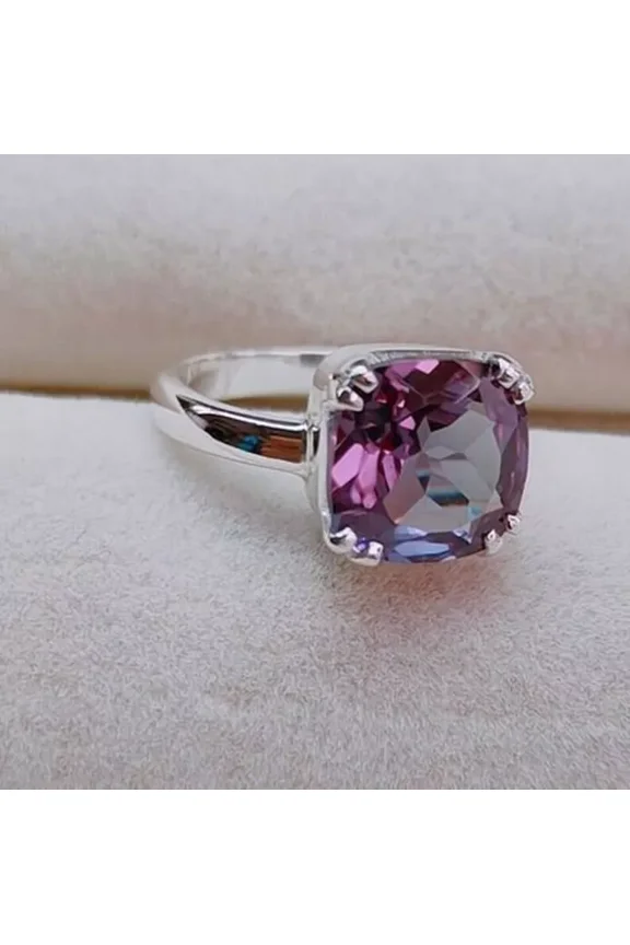 925 Solid Sterling Silver Natural Color Changing Alexandire Ring Gift Free Ship