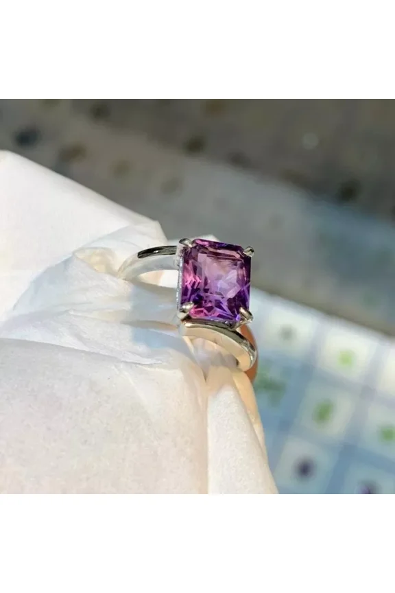 925 Solid Sterling Silver Natural Color Changing Alexandire Ring Gift Free Ship