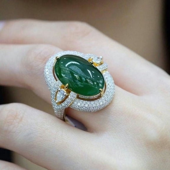 925 Solid Sterling Silver Natural Gemstone Emerald Ring