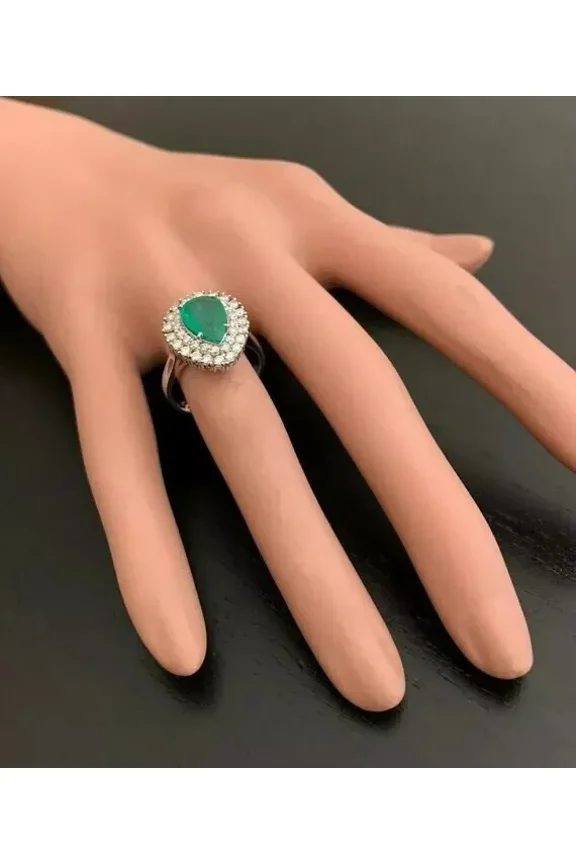 925 Solid Sterling Silver Natural Green Emerald Ring Gift Free Ship