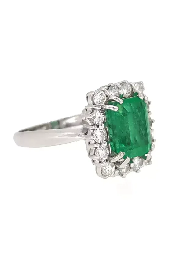 925 Solid Sterling Silver Natural Green Emerald Ring Gift Free Ship