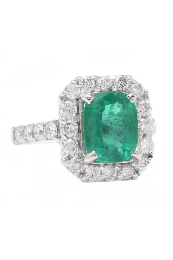 925 Solid Sterling Silver Natural Green Emerald Ring Gift Free Ship