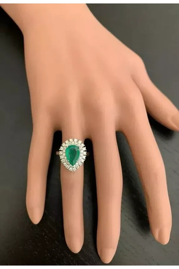925 Solid Sterling Silver Natural Green Emerald Ring Gift Free Ship