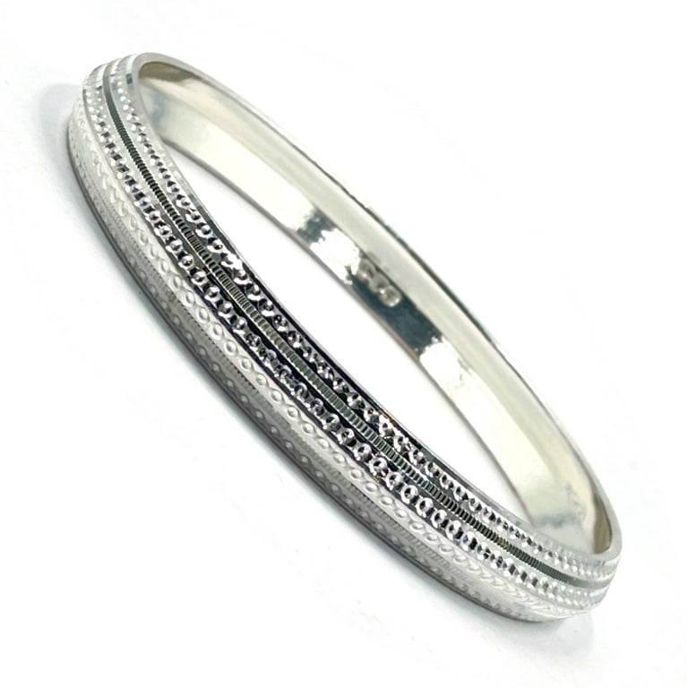 925 Solid Sterling Silver Punjabi Sikh Designer Men Kada 13 Kada Diameter 2.87 inch 2 14 Indian Walmart