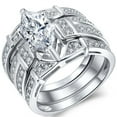 thumbnail image 1 of MABELLA 925 Sterling Silver Marquise Cut CZ Trio Engagement Wedding Ring Set Gifts for Women Size 6, 1 of 12