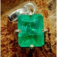thumbnail image 1 of 925 Starling Silver 28.45 Ct Natural Green Pendant CERTIFIED Emerald Cut Stone, 1 of 6
