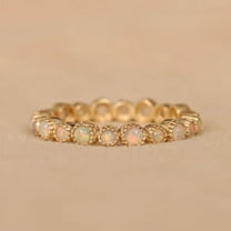 925 Starling Silver Gemstone Full Eternity Band Ethiopian Opal Stackable, Cabochon Wedding Band/ Bezel Set, Handmade, Fine Jewelry