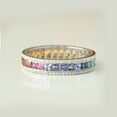 thumbnail image 1 of 925 Starling Silver Rainbow Sapphire Ring, Multi Sapphire Band, Eternity Band Ring, Triple Layer Ring, Anniversary Ring, Handmade Jewelry, Diamond Band, 1 of 5