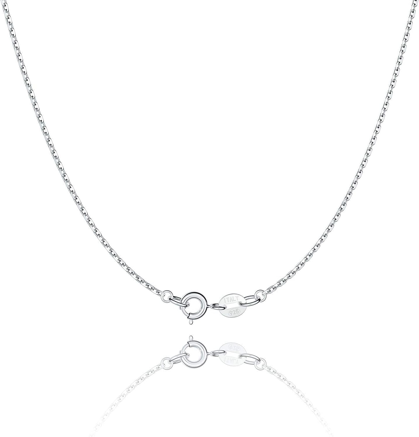 925 Sterling Best Silver Chain Necklace Chain for Women 1.1mm Cable Chain Necklace Upgraded Spring-Ring Clasp - Thin & Sturdy - Italian Quality 16/18/20/22/24 Inch[k447]