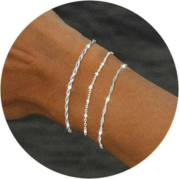 925 Sterling Bracelets for Women Trendy Herring Bone Figaro Rope Chain Bracelet Gifts for Women