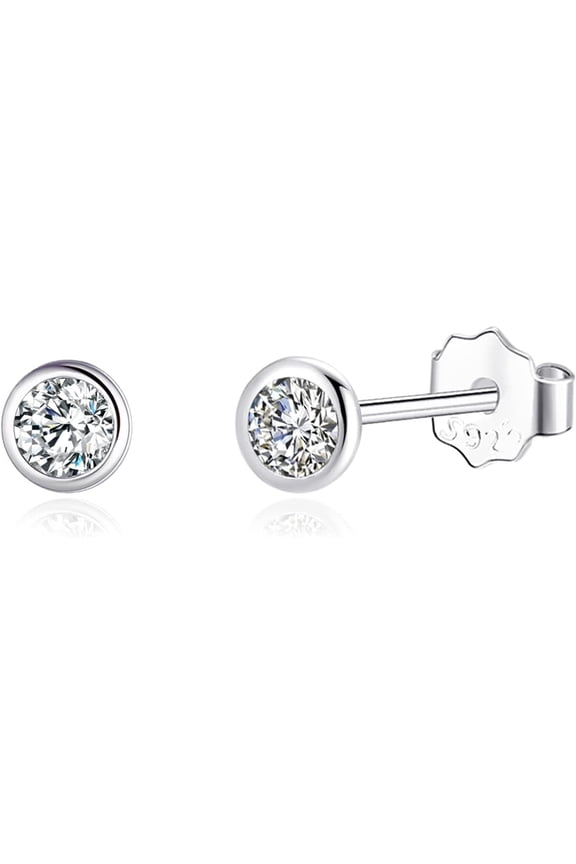 925 Sterling Fine Silver Delicate Stud Earrings For Women Men Gold Plated Round Cubic Zirconia CZ Earlobe Cartilage Studs 3mm 4mm 5mm[e540]