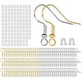 thumbnail image 1 of 925 Sterling Mixed Earring Hooks 120 PCS/60 Pairs, Ear Wires Fish Hooksfor DIY Jewelry Making, Hypo-allergenic Jewelry Findings Parts with 120 PCS Clear Silicone Earring Backs Stoppers, 1 of 5