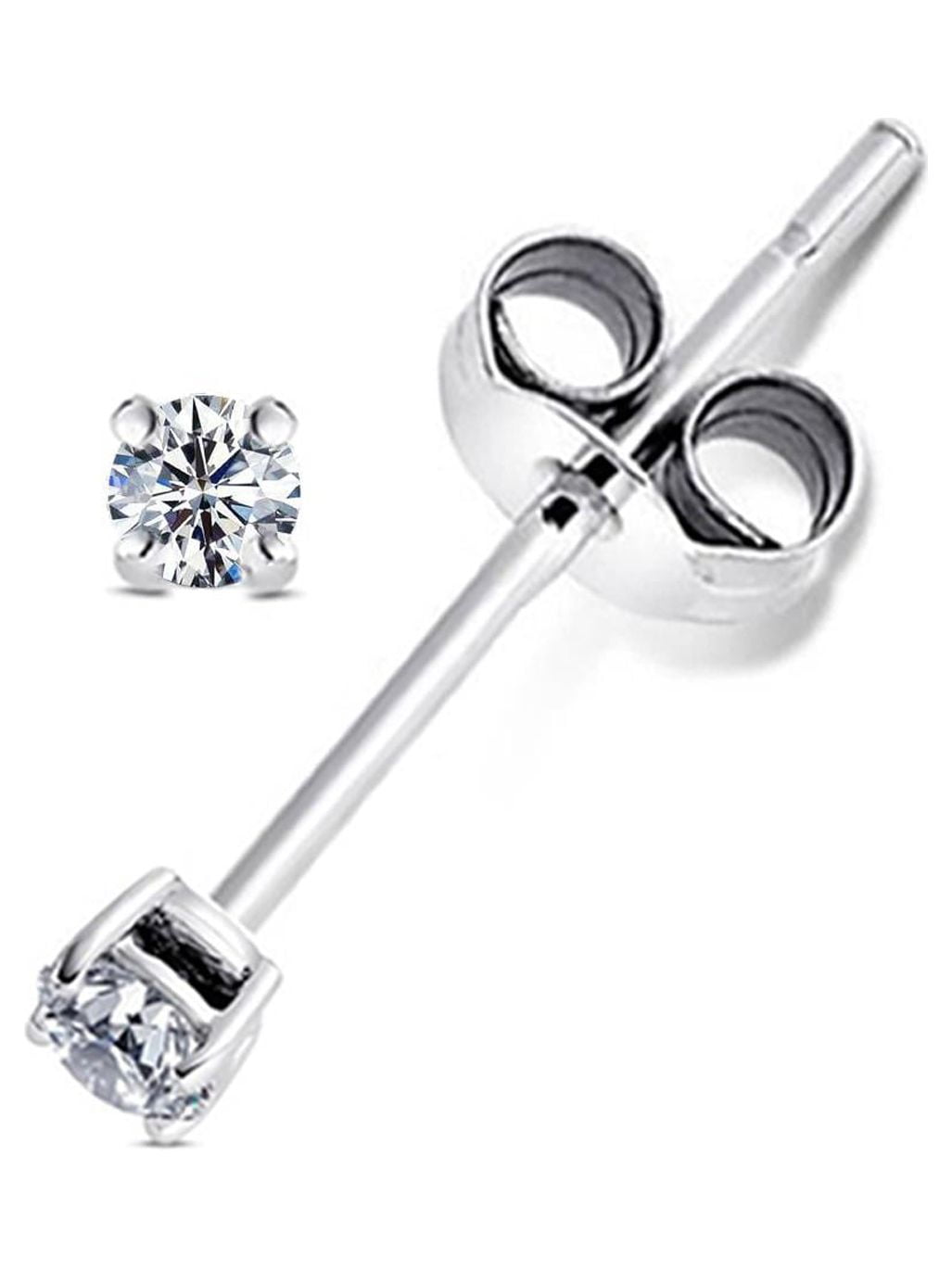 ANDREA JEWELERS 925 Sterling Silver 0.06 tcw Basket Setting 2MM Clear Round CZ Cubic Zirconia Nickel Free Stud Earrings