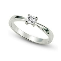 925 Sterling Silver 0.10 Carat Princess Cut White Cz Solitaire Stackable Women Engagement Ring, Gift For Her
