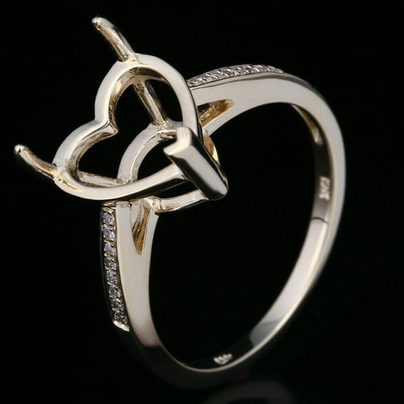 925 Sterling Silver 0.15cts Cubic Zirconia Wedding Semi Mount Fine Ring Heart 10mm Valentine Gift