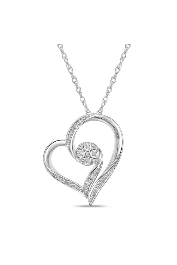 0.1cttw Genuine Diamonds Open Heart Pendant w/chain