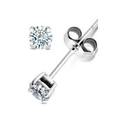 Andrea Jewelers 3MM Clear Round CZ Stud Earrings 0.2 ct. t.w. in 925 Sterling Silver, Nickel Free
