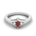 thumbnail image 1 of 925 Sterling Silver 0.23 Cts Marquise Shape Ruby Glass Filled Three Stone Women Mother's Day Gift Ring, 1 of 3
