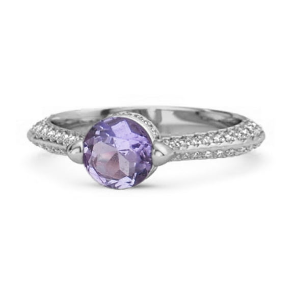 925 Sterling Silver 0.25 Ctw Amethyst Solitaire Accents Women Valentines Day Gifts Ring
