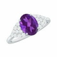 thumbnail image 1 of 925 Sterling Silver 0.49 ct oval Real Amethyst Halo Side Accents Ring for Women | Wedding, Engagement Bridal Rings | Mothers Day Gift_ 7, 1 of 1